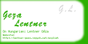 geza lentner business card